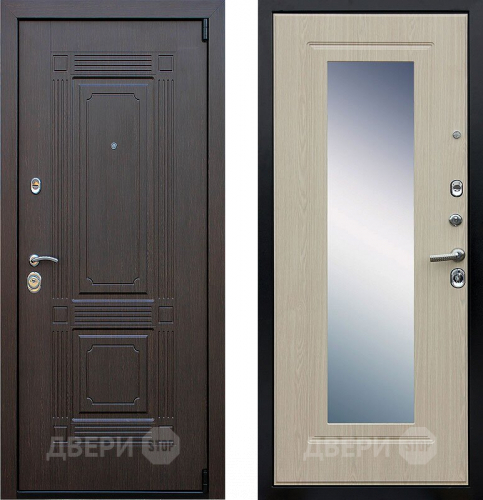 Входная металлическая Дверь Йошкар Викинг с зеркалом Белёный  дуб