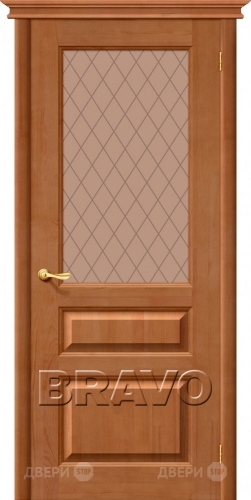 Межкомнатная дверь со стеклом М5 (Светлый Лак)