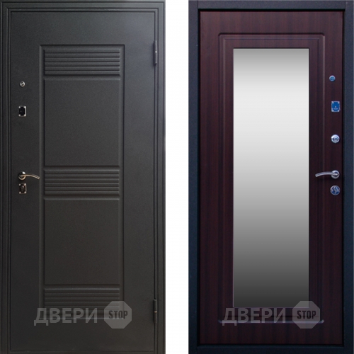 Входная металлическая Дверь СТОП ЗЕРКАЛО Венге