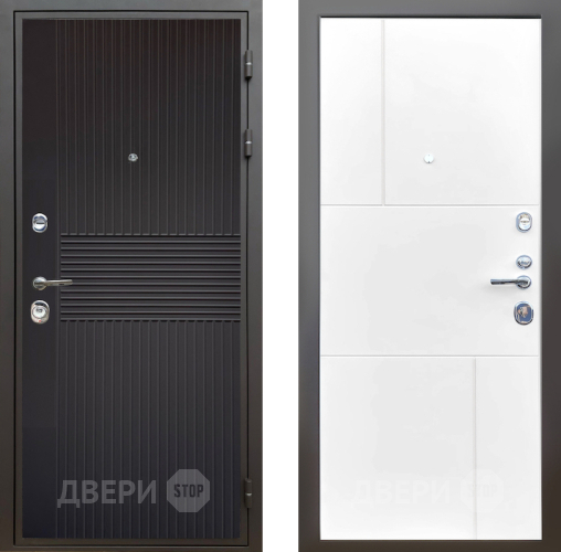 Входная металлическая Дверь Шелтер (SHELTER) Комфорт Черная шагрень 8 Белый матовый
