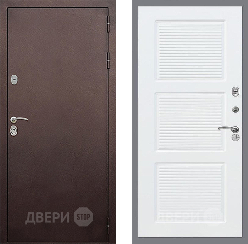Входная металлическая Дверь Стоп КЛАССИК Медь ФЛ-1 Силк Сноу