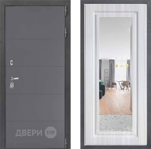 Входная металлическая Дверь Дверной континент ДК-3/649 ФЛЗ Зеркало Сандал белый