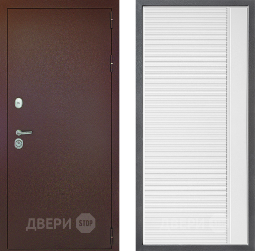 Входная металлическая Дверь Дверной континент Рубикон Медь Дизайн ФЛ-757 Белое Стекло Софт милк