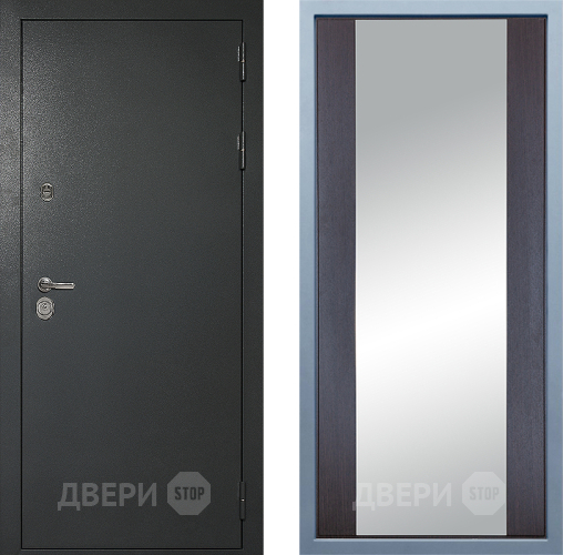 Входная металлическая Дверь Дива МД-40 Титан Д-15 Зеркало Венге