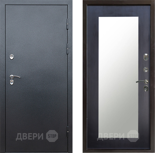 Входная металлическая Дверь Престиж TERMO с терморазрывом Снегирь Серебро Зеркало пастораль Венге