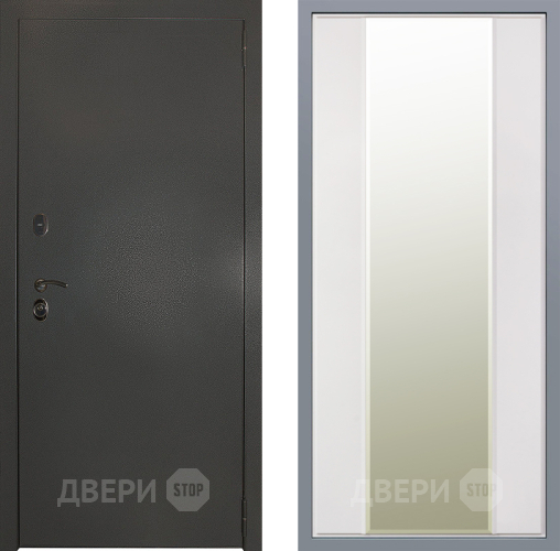 Дверь Заводские двери Эталон 3к антик серебро Зеркало Макси Белый матовый