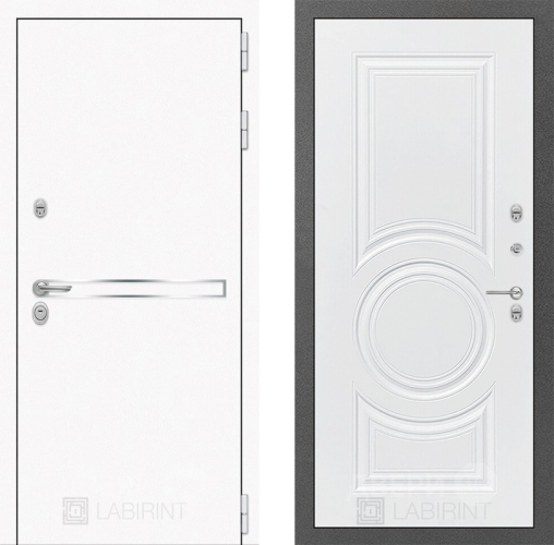 Входная металлическая Дверь Лабиринт (LABIRINT) Лайн White 23 Белый софт