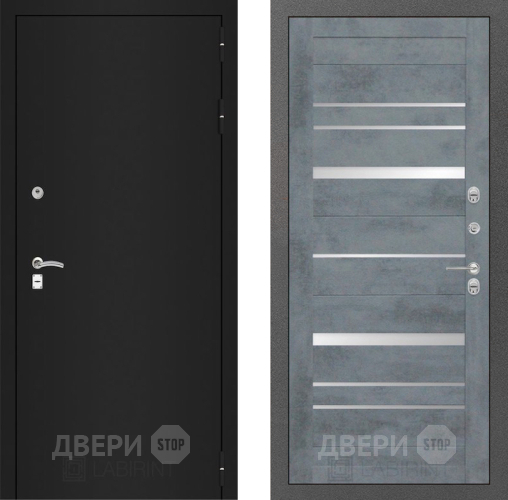 Входная металлическая Дверь Лабиринт (LABIRINT) Classic шагрень черная 20 Бетон темный