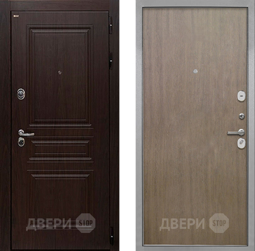 Входная металлическая Дверь Интекрон (INTECRON) Брайтон Тиковое Дерево Гладкая шпон Венге коричневый