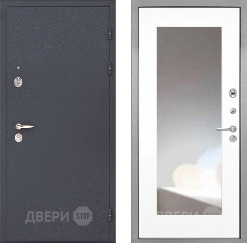 Входная металлическая Дверь Интекрон (INTECRON) Колизей ФЛЗ-120-М Зеркало Белый матовый
