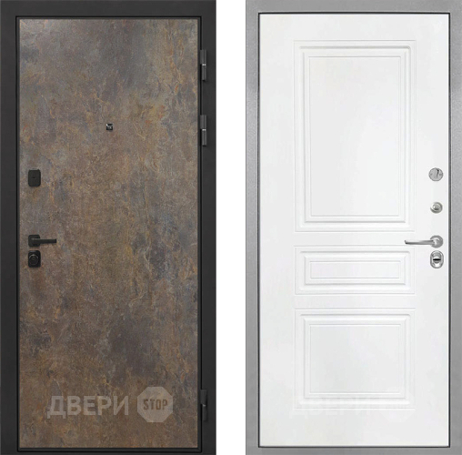 Входная металлическая Дверь Интекрон (INTECRON) Профит Black Гранж ФЛ-243 Белый матовый