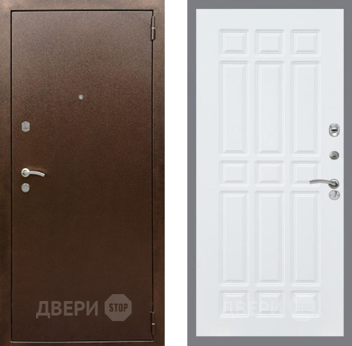 Входная металлическая Дверь Рекс (REX) 1А Медный Антик FL-33 Силк Сноу