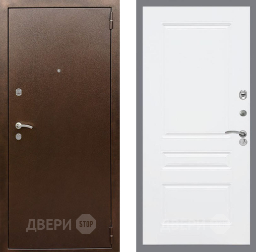 Входная металлическая Дверь Рекс (REX) 1А Медный Антик FL-243 Силк Сноу