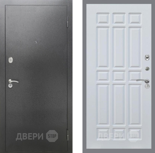 Входная металлическая Дверь Рекс (REX) 2А Серебро Антик FL-33 Белый ясень