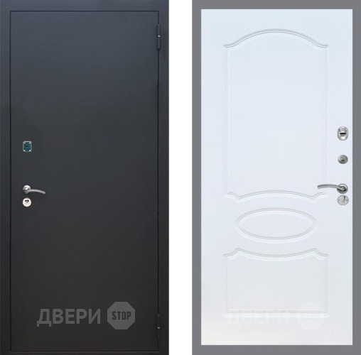 Входная металлическая Дверь Рекс (REX) 1A Черный Муар FL-128 Белый ясень