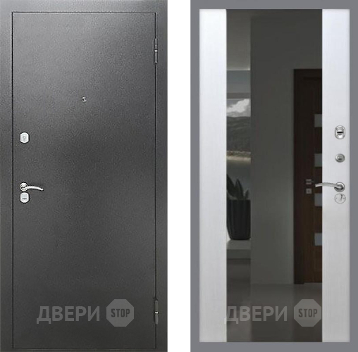 Входная металлическая Дверь Рекс (REX) Сити СБ-16 Зеркало Белый ясень