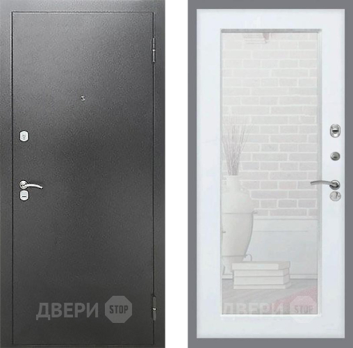 Входная металлическая Дверь Рекс (REX) Сити Зеркало Пастораль Белый ясень