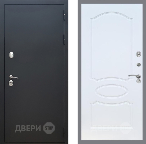 Входная металлическая Дверь Рекс (REX) 5 Черный Муар FL-128 Белый ясень