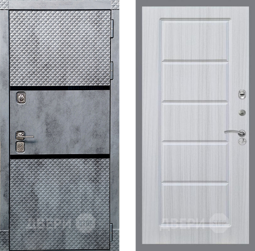Входная металлическая Дверь Рекс (REX) 15 Бетон Темный FL-39 Сандал белый