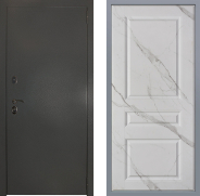 Дверь Заводские двери Эталон 3к антик серебро Стокгольм Мрамор белый 960х2050 мм