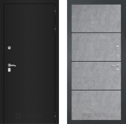 Дверь Лабиринт (LABIRINT) Classic шагрень черная 25 Бетон светлый 960х2050 мм